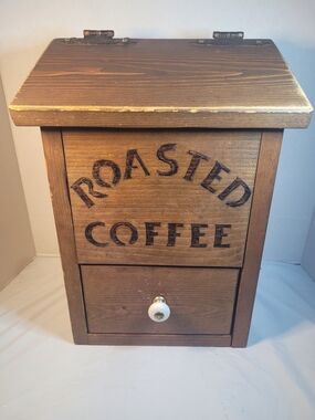 Handmade Vintage Country Core Cottage Core Wooden Coffee Storage Bin Container